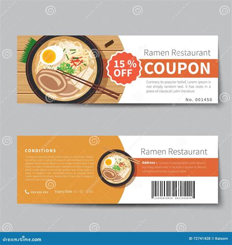 Japanese Food Coupon Discount Template Stock Vector - Illustration of