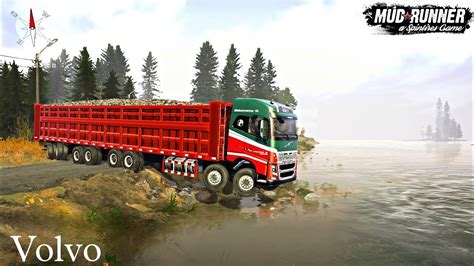 Spintires Mudrunner Volvo Long Truck Stuck In River Mudrunner Best