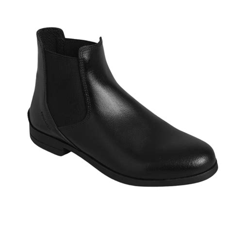 Fouganza Adult Leather Horse Riding Jodhpur Boots 500 Black Shop