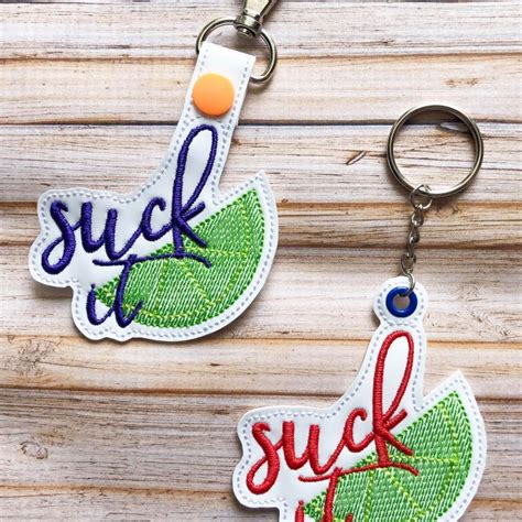 Suck It Keyfobs Snap Tab Eyelet Keyfob Embroidery Design Digital