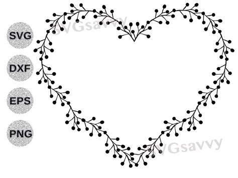 Heart Wreath Svg Heart Frame Svg Heart Wreath Dfxheart Frame Dxf