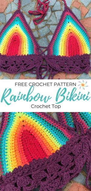 Rainbow Crochet Bikini Top Free Crochet Bikini Top Pattern Tutorial For Beginners Stardust