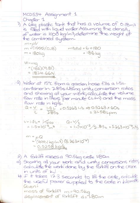 Fluids Assignment 1 Engineering Mechanics Studocu