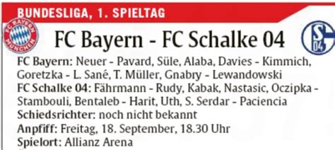 Predicted Lineups Bayern Schalke 2020 Possible German Newspaper