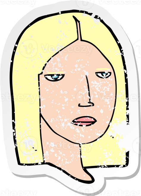 Retro Distressed Sticker Of A Cartoon Serious Woman Drawing 47101318 Png