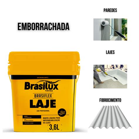 Tinta Emborrachada Impermeabilizante Brasilux L Branco Lajes