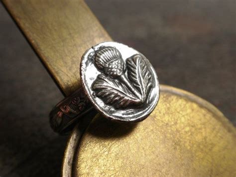 Outlander Ring Scottish Thistle Jewelry Signet Etsy Thistle