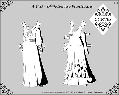 Princess Fantasies Curvy Printable Paper Doll Dresses • Paper Thin