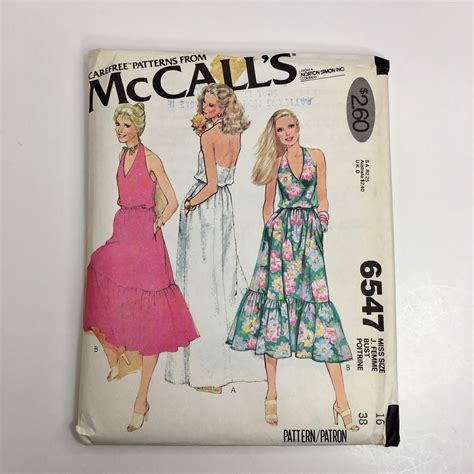 Vintage 1970s Mccall S Misses Halter Dress Size 16 Etsy