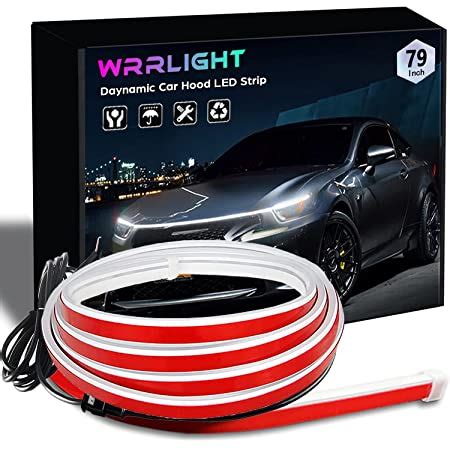 Amazon Scrwvess Car Led Hood Light Strip Pack Inches Blue