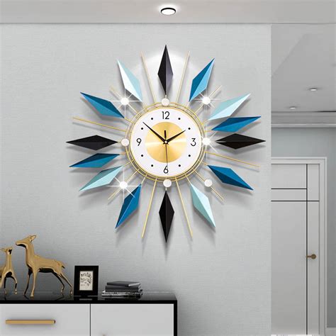 FMTAD Large Wall Clock Modern Decorative Wall Clocks Silent Non-Ticking Bling Big Clocks for ...