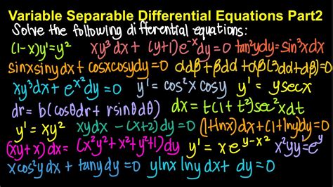 Variable Separable Differential Equations Part Live Stream Youtube