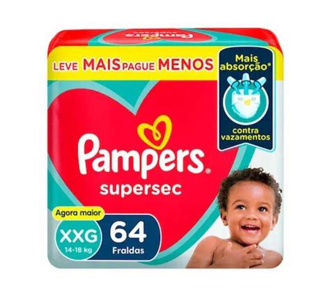 Fralda Pampers Supersec Xxg Com 64 Unidades Em Promoção No Mamãe Pechincha