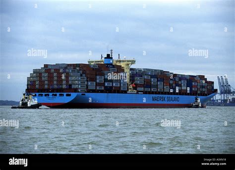 Maersk Sealand Container Ship Arrives At The Port Of Felixstowe In