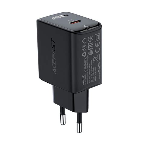 Acefast A21 GaN Wall Charger Type C QC AFC FCP 3 0 PD 30W Black