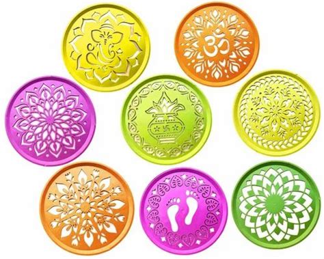 Round Multicolor Ready To Draw Rangoli Making Kit Rangoli Making