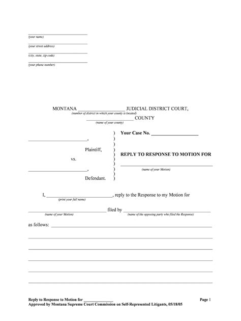 Reply To Response To Motion For Form Fill Out And Sign Printable Pdf