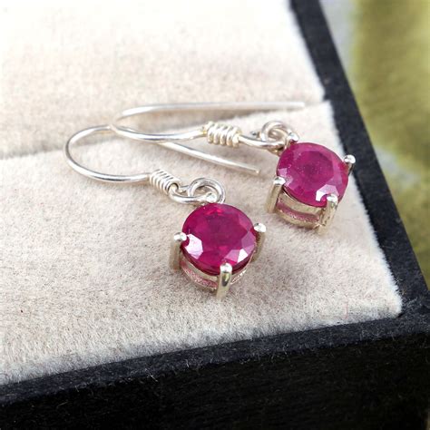 Natural Pink Ruby Earrings-dangle Earrings Sterling - Etsy