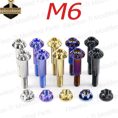 FLAWLESSTI Gr5 Titanium Bolts Brake Clutch Lever Bolts M6 For Yamaha