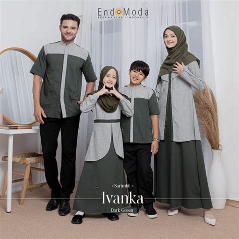 Jual Sarimbit Endomoda Terbaru 2023 Ivanka Dark Green Gamis Dan Koko