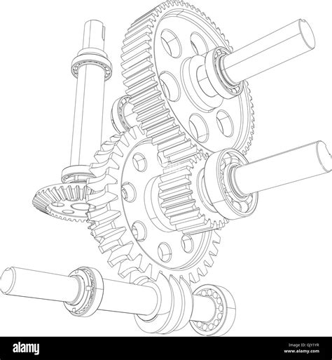 Reducer Consisting Of Gears Bearings And Shafts Vector Stock Vector