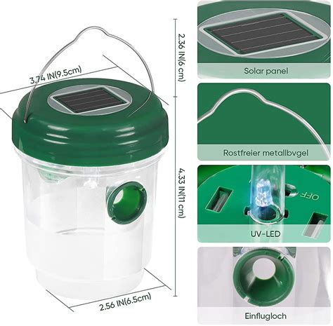 Plastic Insect Traps Pieces Solar Powered Wasp Trap With Led Light