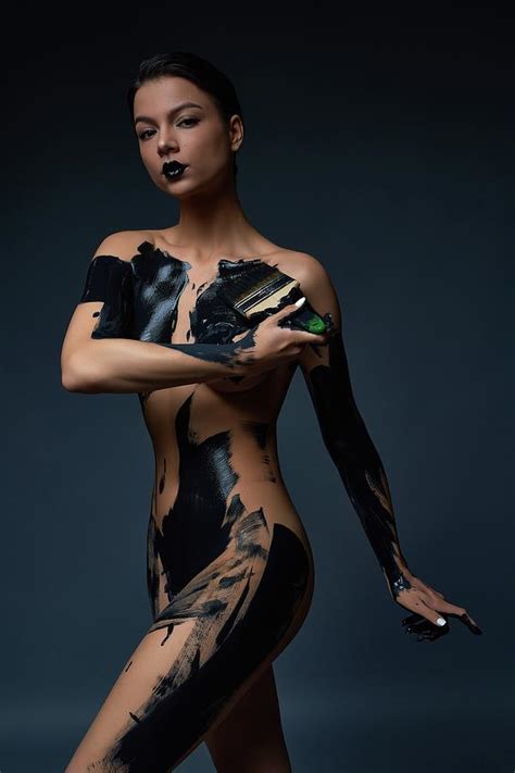 Sexy Naked Woman Self Paint Black Bodyart Photograph By Andrey Guryanov