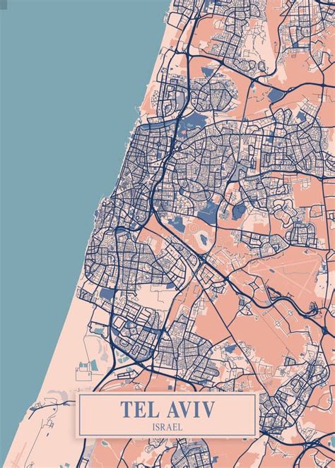 Tel Aviv Israel Breezy City Map Stock Illustratie Illustration Of