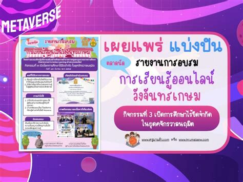 แจกฟรี รายงานการอบรม ตลาดนัดการเรียนรู้ออนไลน์วังจันเกษม กิจกรรมที่ 3