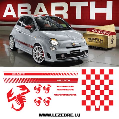 Fiat Abarth Logo Scorpion Evo Side Stripes Graphics Decals Sticker