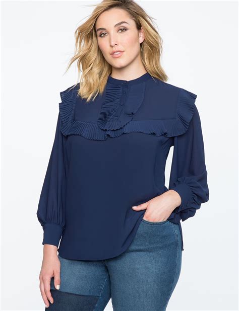 Puff Sleeve Blouse With Ruffles Eloquii Curvy Blouses Plus Size Tops Puff Sleeve Blouse