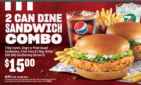 KFC Canada New Coupons Sandwich Combo For 7 19 More Coupons Hot