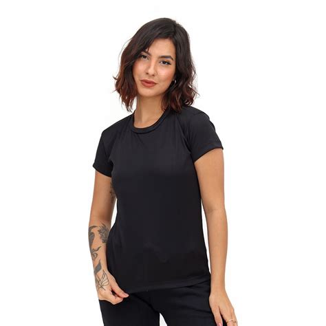 Camiseta Dry Fit Feminina Preta Tech Malhas