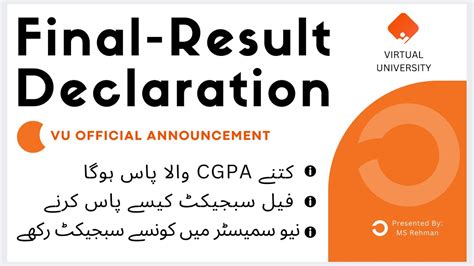 Final Term Result Declaration Vu Grading Scheme Pass Or