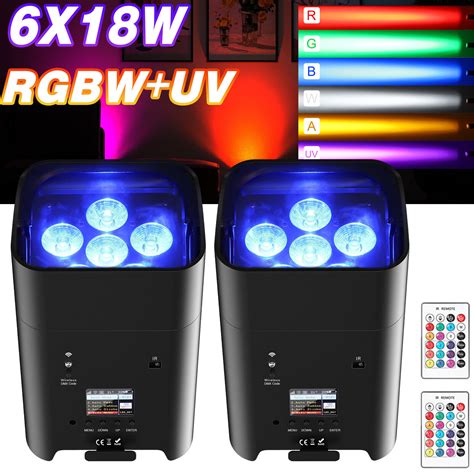 Pcs X W Wireless Par Light Battery Rgbwa Uv Led Uplight With Case