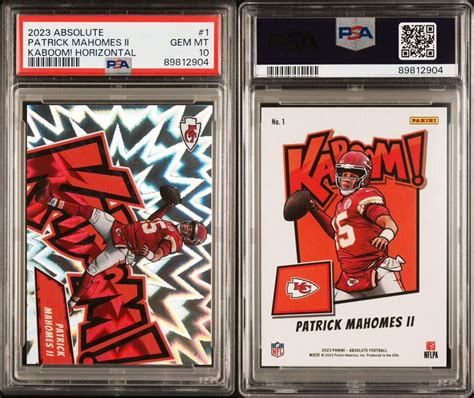 PATRICK MAHOMES PSA 10 GEM MINT HORIZONTAL KABOOM PRIZMS SP 2023 PANINI