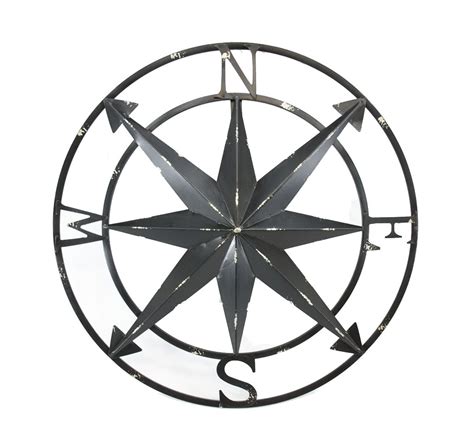 Zeckos Black Metal Nautical Compass Rose Hanging Wall Décor 20 Inch