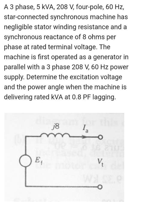 Solved A 3 Phase 5 Kva 208 V Four Pole 60