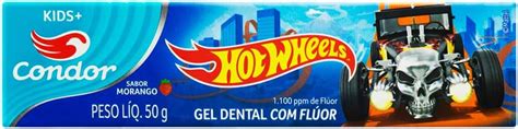 Gel Dental Infantil Flúor Hot Wheels Sabor Morango Condor 50g