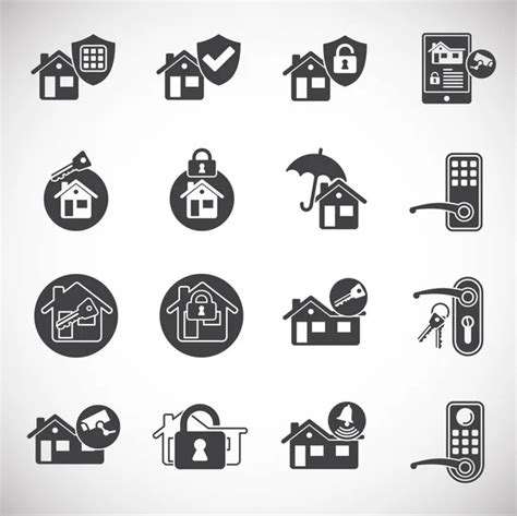 Smart Home Security System Flat Icons Set — Stock Vector © Macrovector