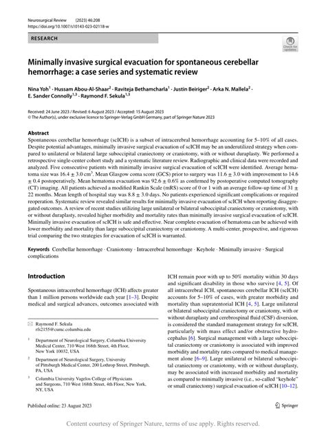 Minimally Invasive Surgical Evacuation For Spontaneous Cerebellar