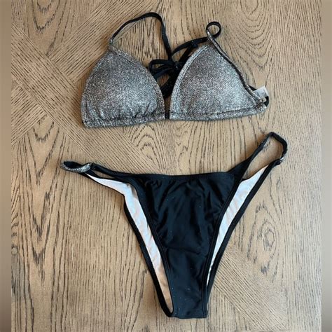 Swim Silver Glitter Bikini 2pc Nwt Poshmark