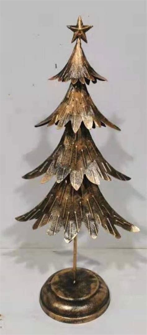 Handmade Bronze Metal Christmas Tree Ornament 19 X 11 X 41cm Etsy Uk