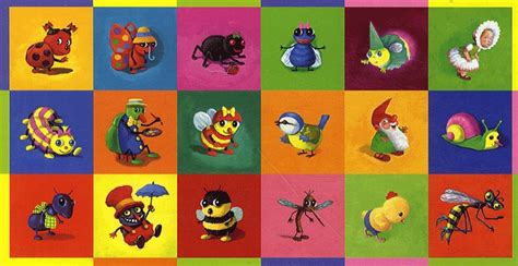 An Image Of Many Cartoon Characters In Different Colors And Sizes On A