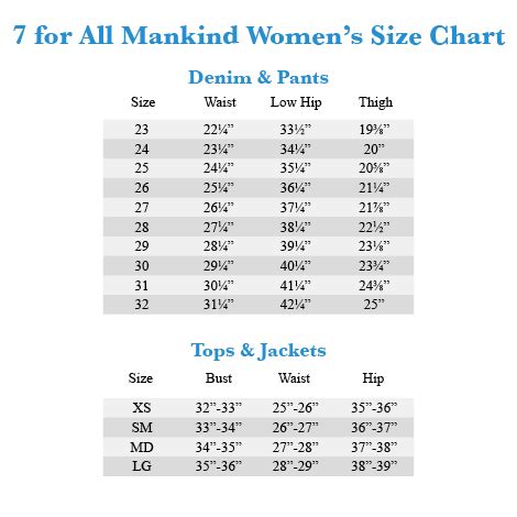 Seven Size Chart: A Visual Reference of Charts | Chart Master