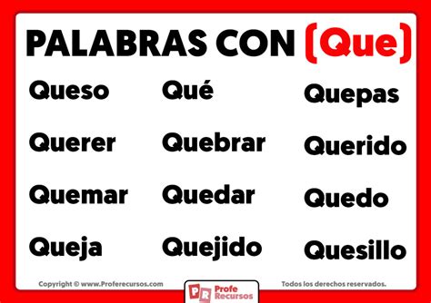 Palabras Con Que Ejemplos De Palabras Con Que