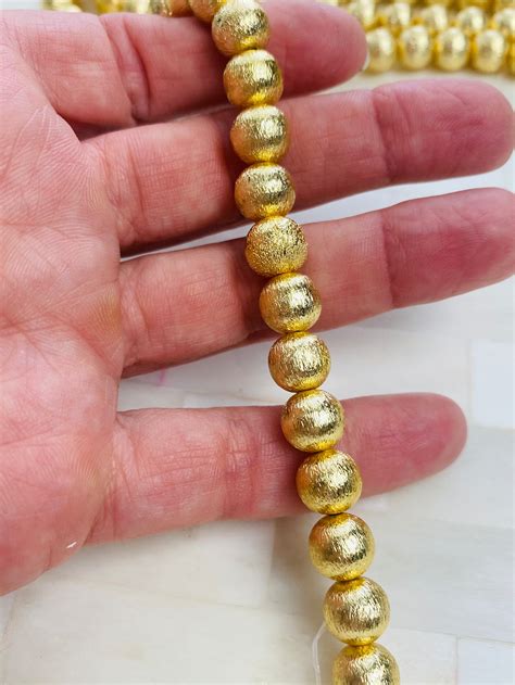 10mm 14k Brushed Gold Round Bead 10mm Gold Ball Spacer Etsy