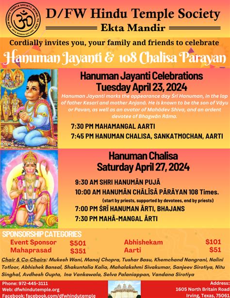 Ashtottarshat Hanuman Chalisa 108 Times Dfw Hindu Temple Society