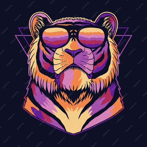 Premium Vector Tiger Cool Colorful Wearing A Eyeglasses Vector Illustration