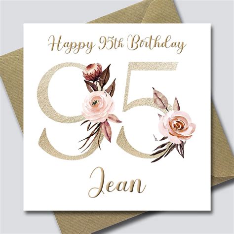 Personalised 95th Birthday Card 95th Birthday Card For Women Floral